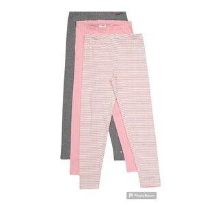 DKNY Kids Girl 3 Pcs Pull On Stripe And Heather Leggings, Pink Combo Siz…